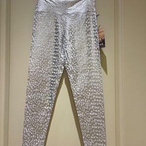 Kyodan high waisted silver metallic animal print leggings